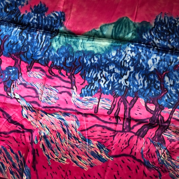 MOSI art scarf square bold pinks blue Van Gogh - Picture 3 of 11